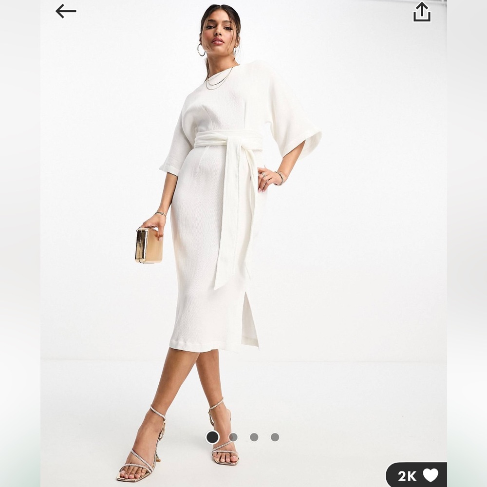 Closet London ribbed pencil midi dress in cream white